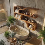Farmhouse Rustic Wooden Wall Storage Shelf For Bathroom Organizer