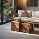 Modern Wooden Cube Coffee Table For Minimalist Living Room