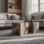 Mid Century Solid Wood Cube Coffee Table For Home Decor