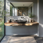 Rustic Bathroom Vanity With Live Edge Wood Detail