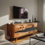 Mid Century Live Edge Media Console For Bedroom Decor