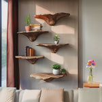 Handcrafted Live Edge Mushroom Shelf For Entryway Design
