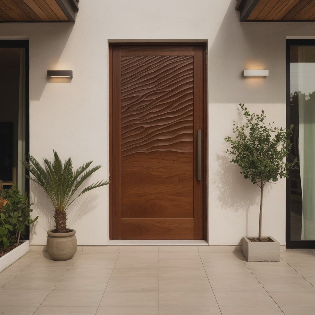 Modern Wave Pattern Front Door Design For Entryway