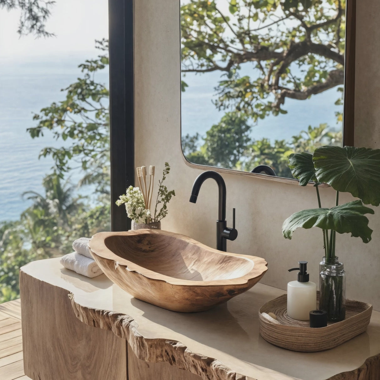 Handcrafted Wooden Vessel Sink For Timeless Bathroom Style