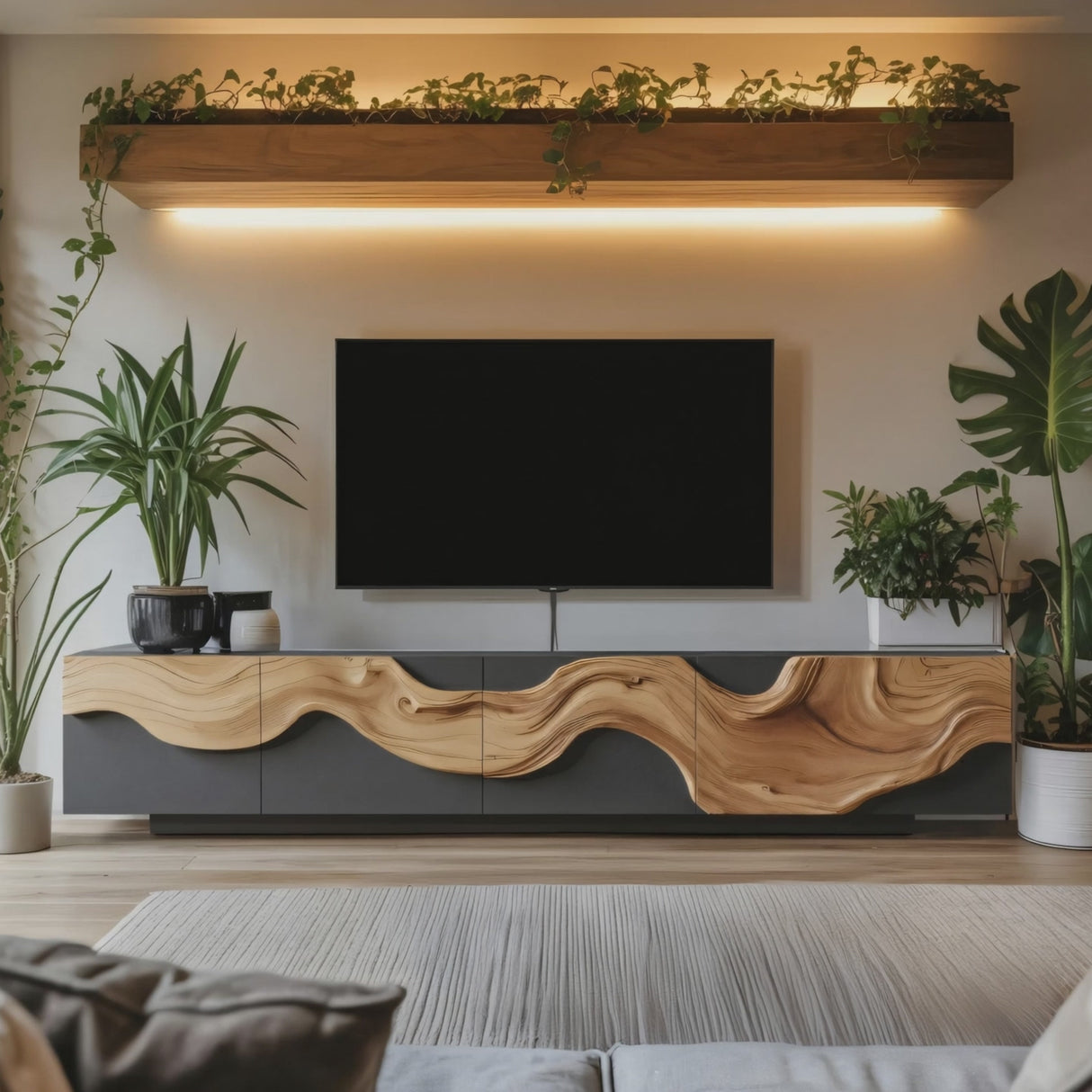 Farmhouse Media Console Cabinet For Living Room