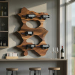Rustic Solid Wood Live Edge Wine Rack For Entryway