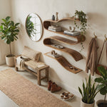 Industrial Natural Wood Kitchen Floating Shelf For Pantry Storage