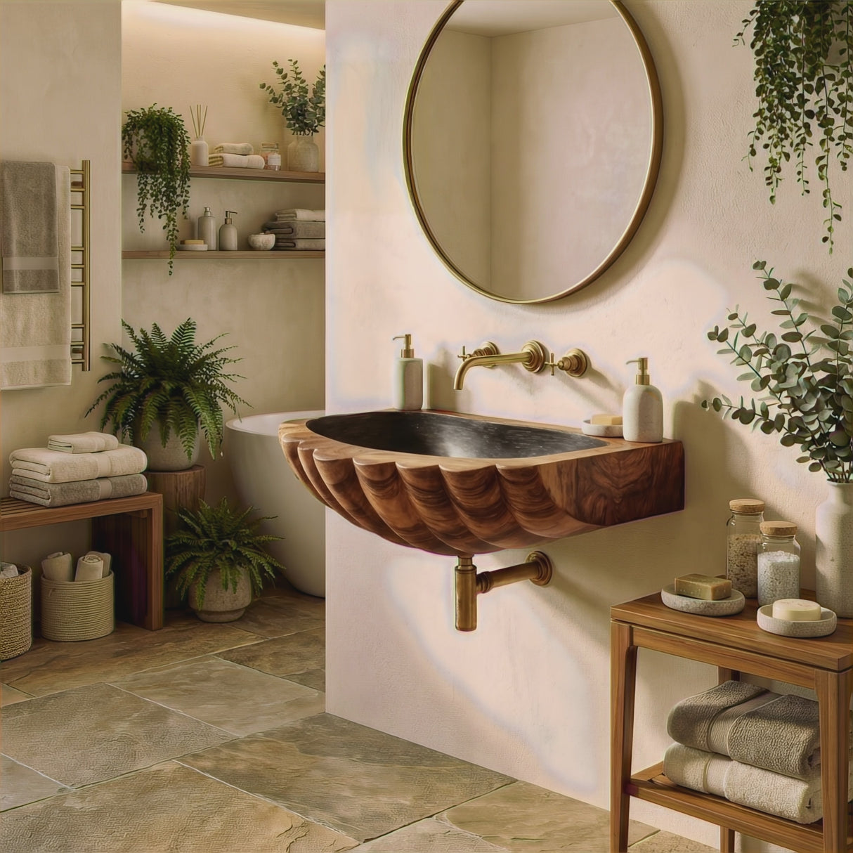 Farmhouse Wall Mounted Wooden Bathroom Sink For Rustic Bathroom Decor