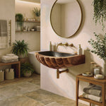 Farmhouse Wall Mounted Wooden Bathroom Sink For Rustic Bathroom Decor