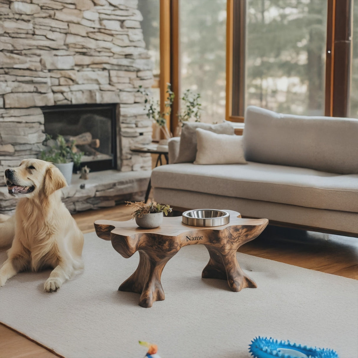 Farmhouse Raised Dog Bowl Holder For Easy Feeding