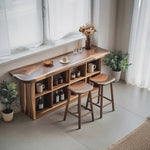 Wooden Bar Table With Storage For Compact Kitchen Or Coffee Bar
