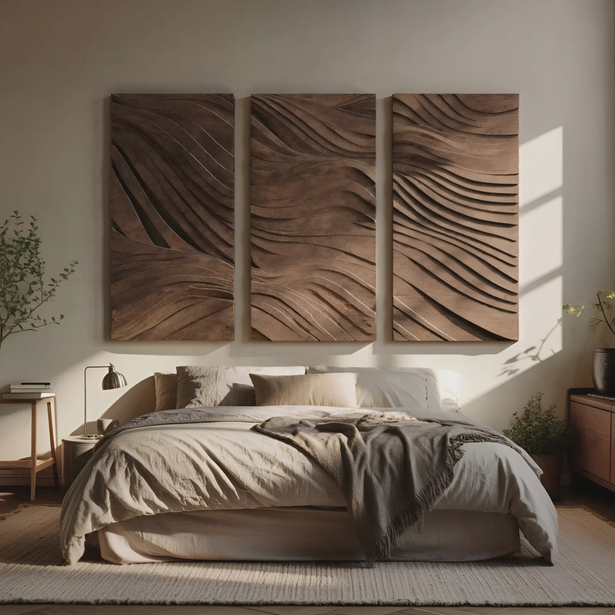 Modern Rectangle Solid Wood Wall Art For Bedroom