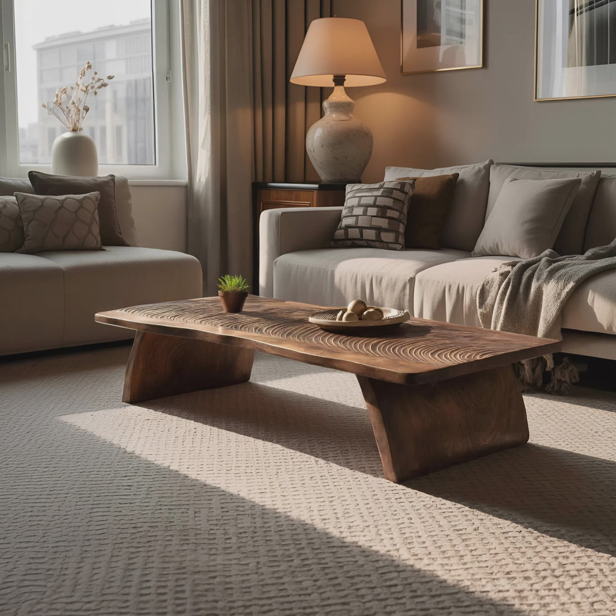 Farmhouse Mid Century Live Edge Coffee Table For Living Room