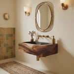 Handcrafted Wall Mounted Wooden Bathroom Sink For Bathroom Decor