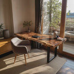 Handcrafted Wooden Live Edge Desk For Furniture Decor
