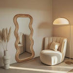 Wavy Frame Full Length Mirror Wall Mounted For Bedroom And Living Room