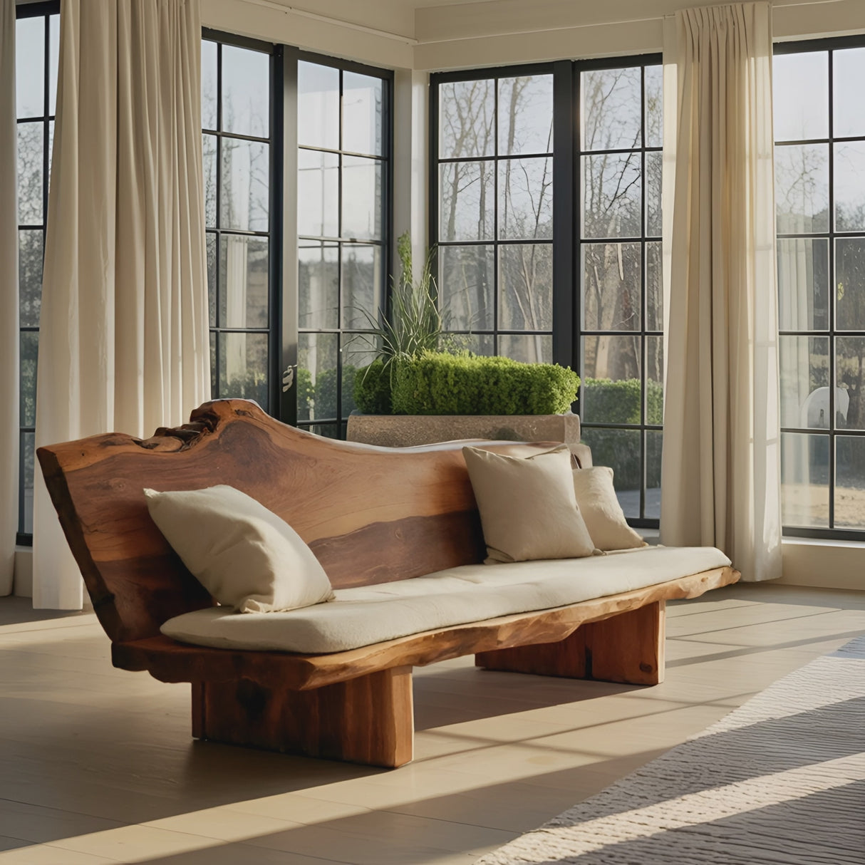 Organic Wood Sofa With Natural Edge Design For Home Decoration