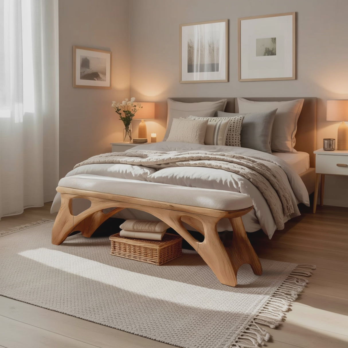 Handcrafted Bedroom Bench For Natural Interior Styling
