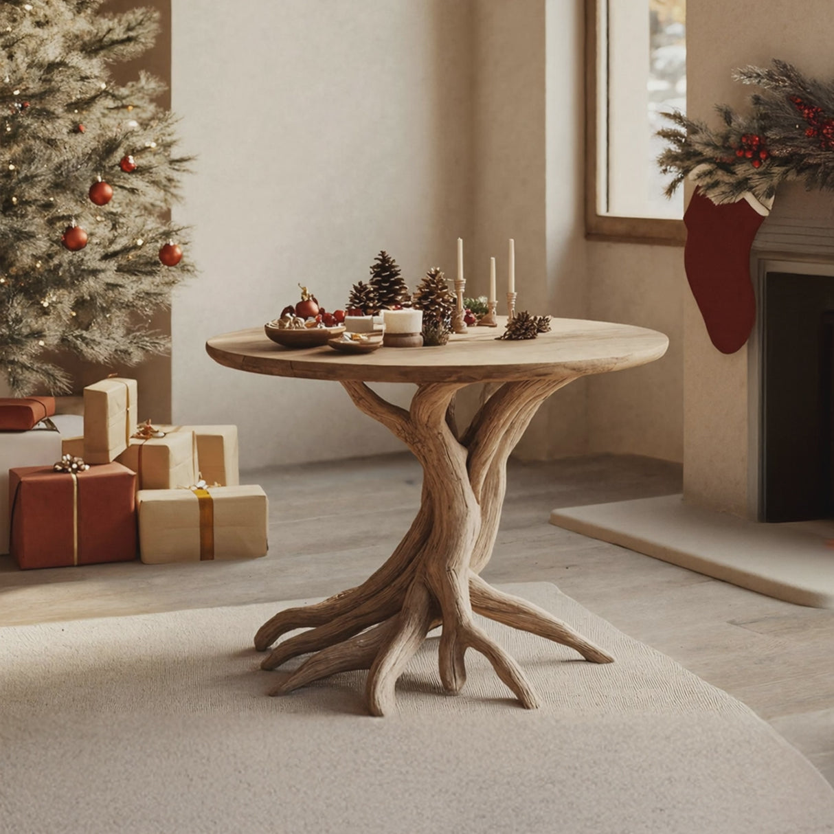 Handcrafted Solid Wood End Table For Entryway Design Festive Furniture