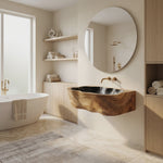 Mid Century Wall Mounted Wooden Bathroom Sink For Designer Bathroom Decor