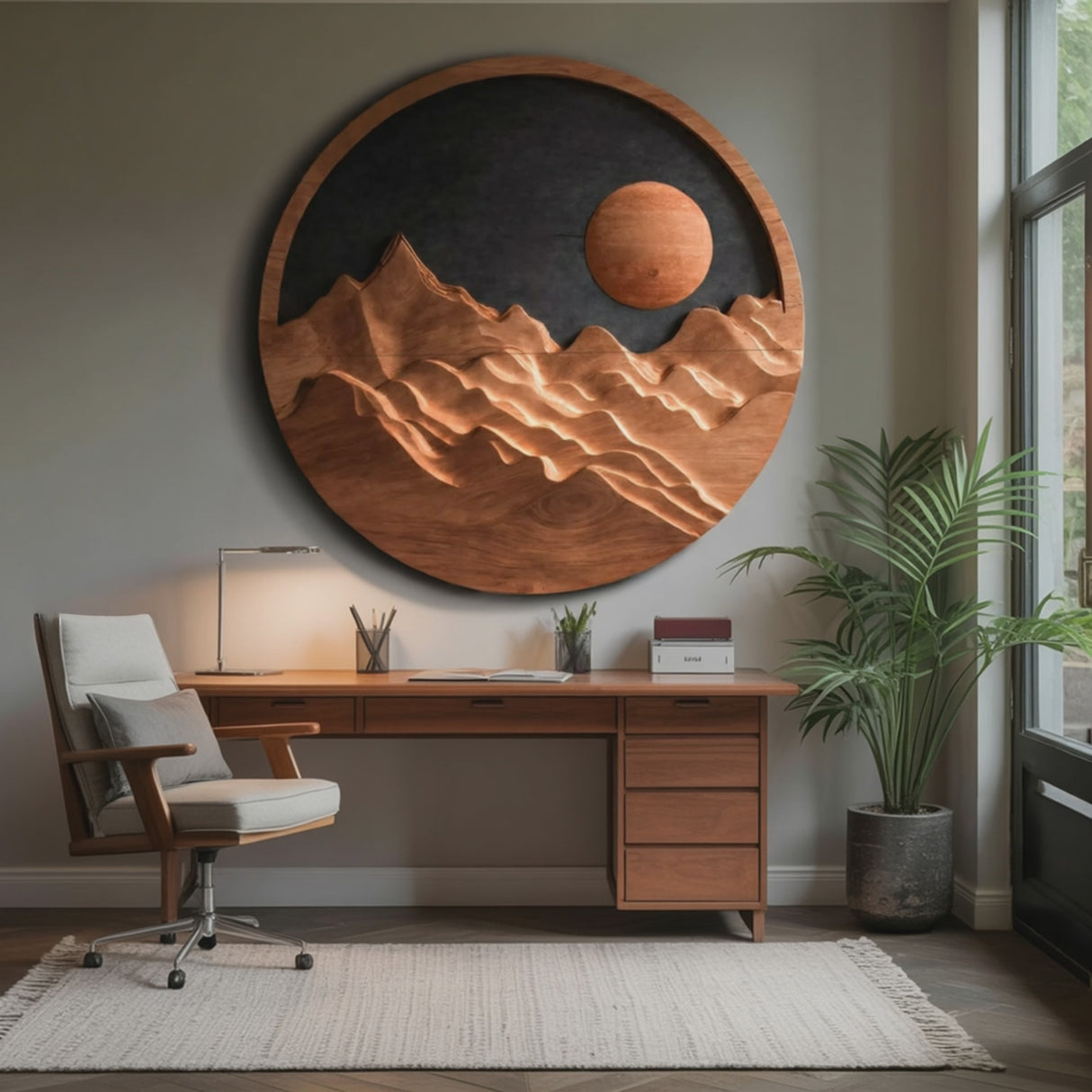 Artistic Mountain Sun Wall Hanging For Modern Home