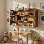 Modern Natural Wood Shelving Unit For Living Room Book Storage