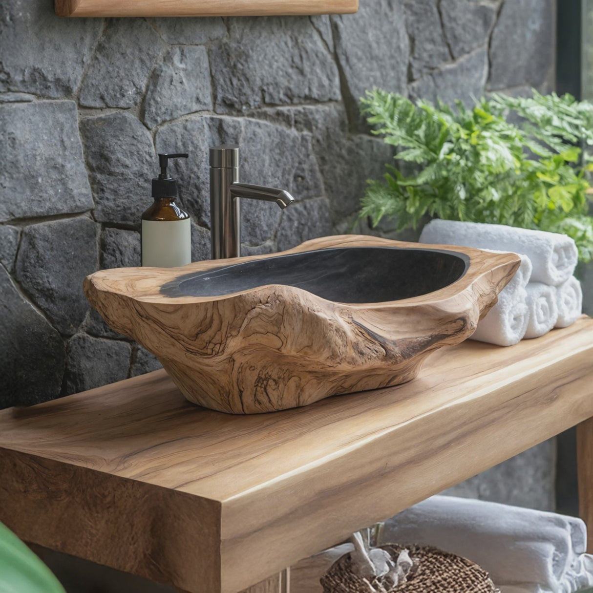 Handcrafted Solid Wood Sink For Bathroom Design Upgrade