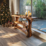 Modern Wooden Live Edge Console Table For Bedroom Decor Christmas Style