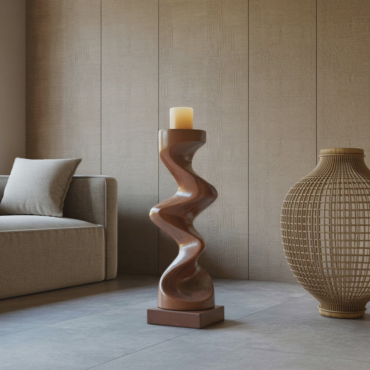 Rustic Solid Wood Abstract Sculpture For Patio Design