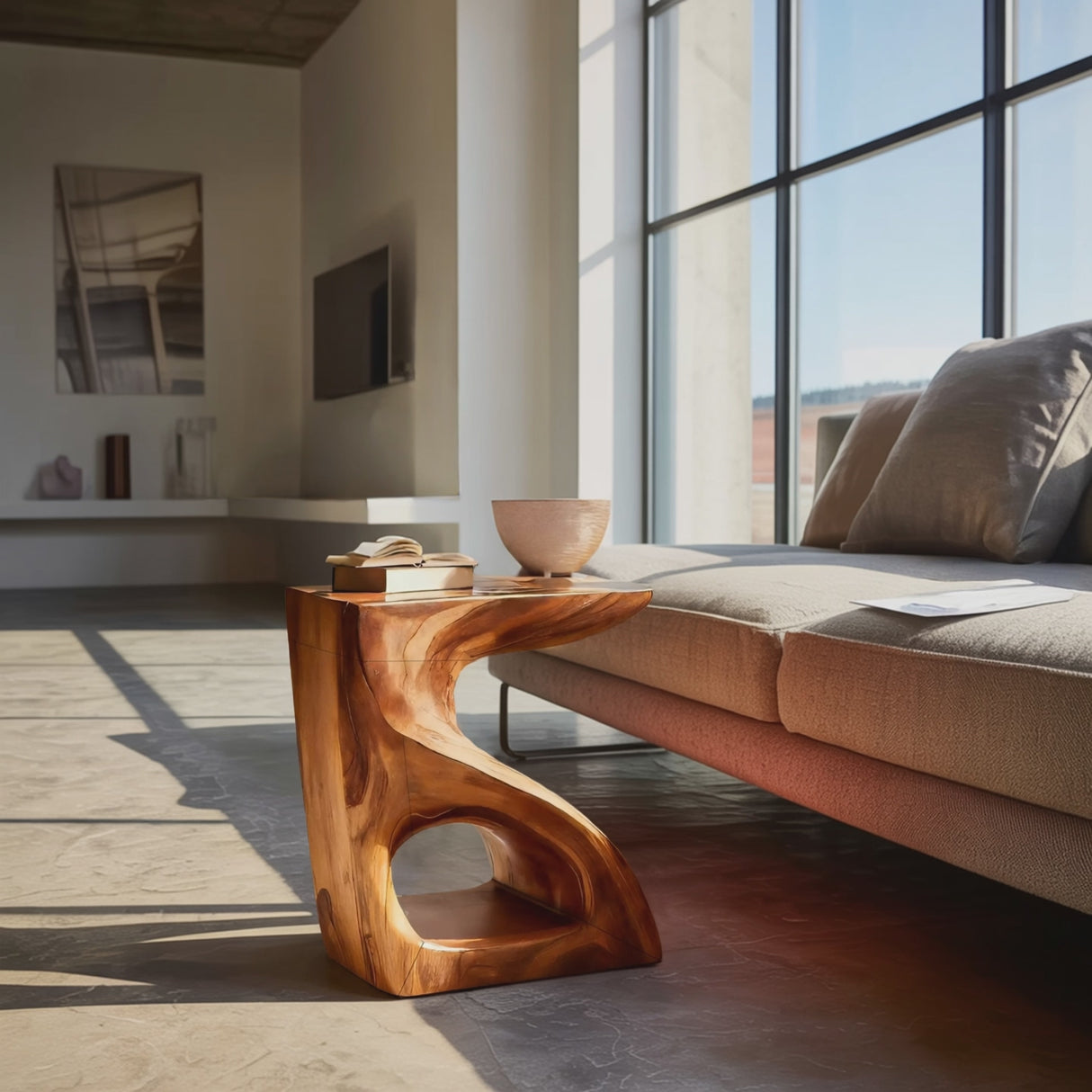 Modern Sculptural Side Table For Home Decor