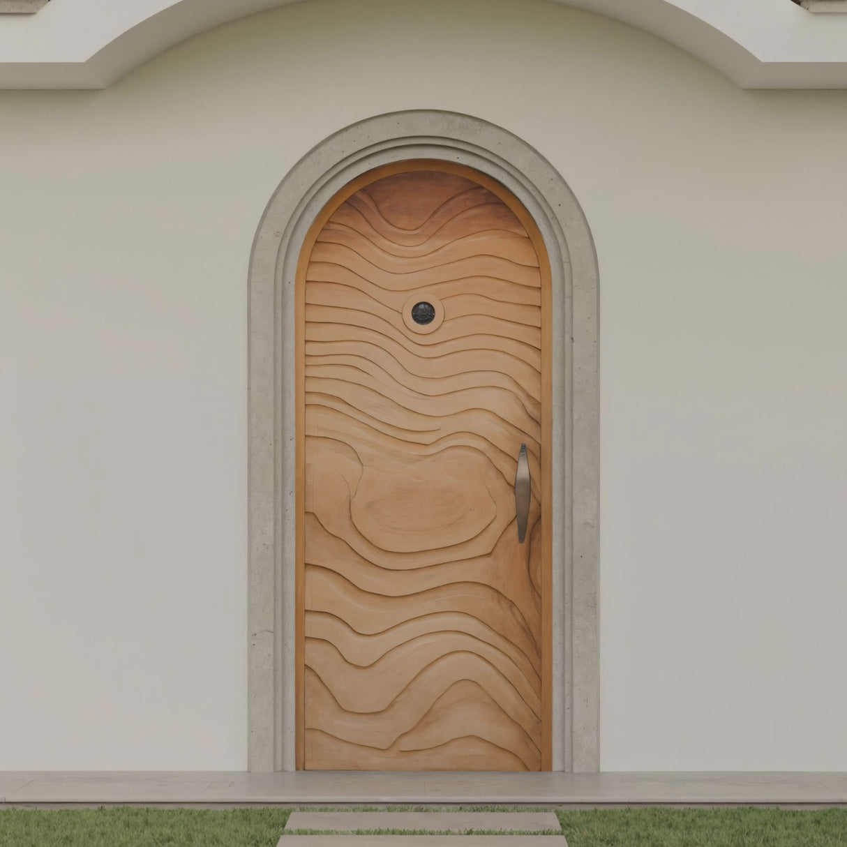 Modern Arched Front Door With Wave Pattern For Villa Or Architecture