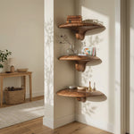 Mid Century Handcrafted Solid Wood Mushroom Shelf For Bedroom Decor