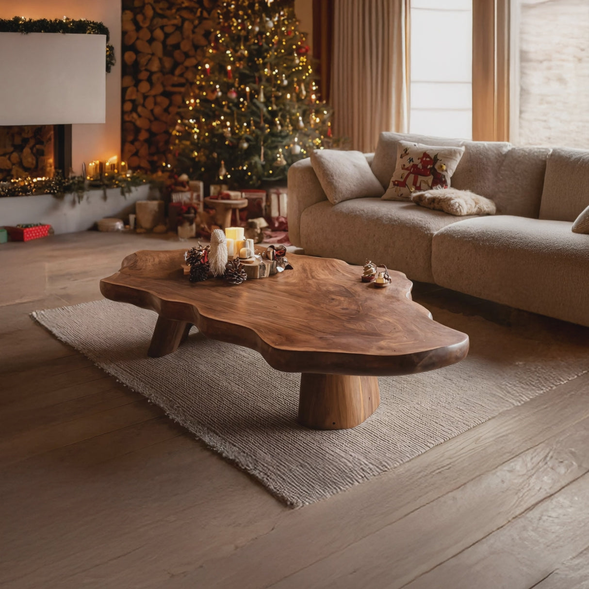 Mid Century Rustic Live Edge Coffee Table For Holiday Furniture