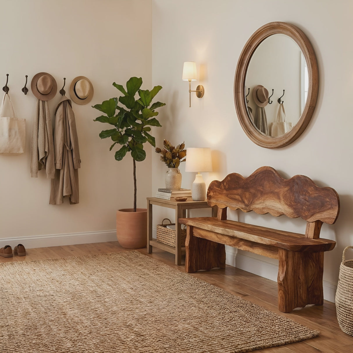 Handcrafted Live Edge Wood Bench For Hallway Furniture
