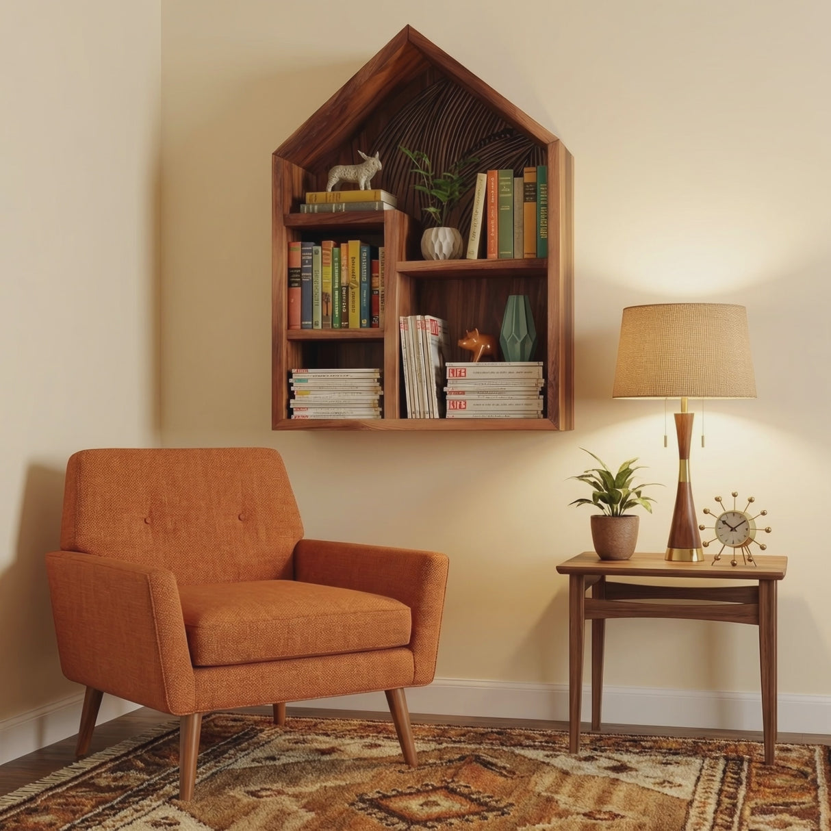 Handcrafted Wooden Wall Shelf For Living Room Decor