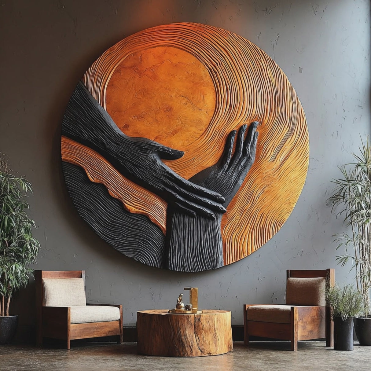 Modern Solid Wood 3D Sculpture Wall Art For Living Room Decoration
