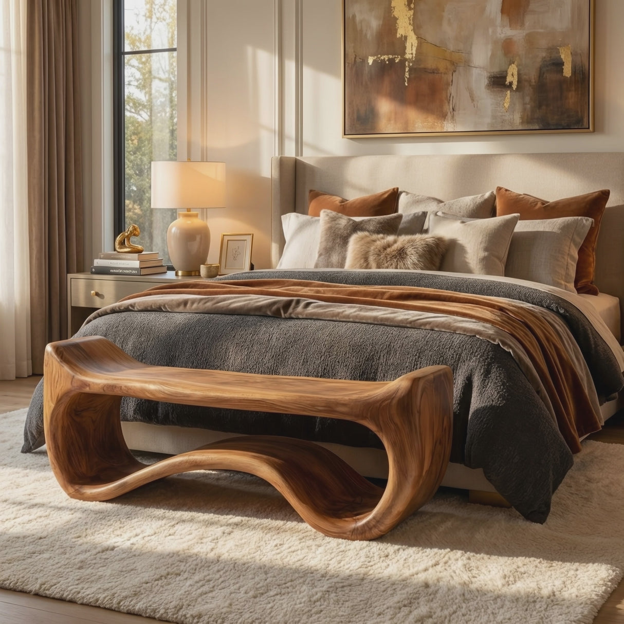 Live Edge Wood Entryway Bench For Farmhouse Style Homes