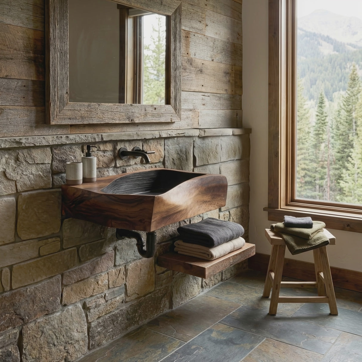 Farmhouse Wall Mounted Wooden Bathroom Sink For Warm Bathroom Decor
