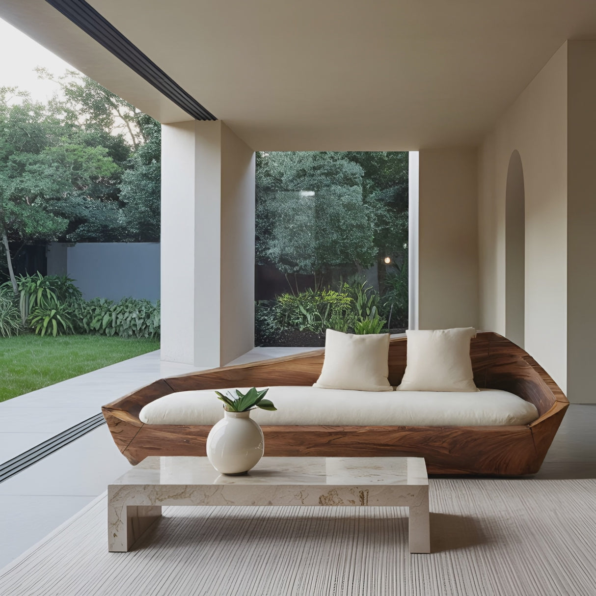 Modern Sculptural Wooden Sofa For Living Room Decoration