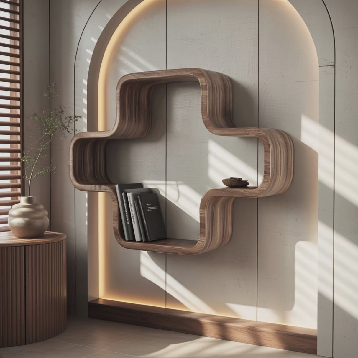 Modern Geometric Wall Mounted Bookshelf For Living Room And Office