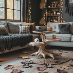 Mid Century Wooden End Table For Living Room Spooky Halloween Decor