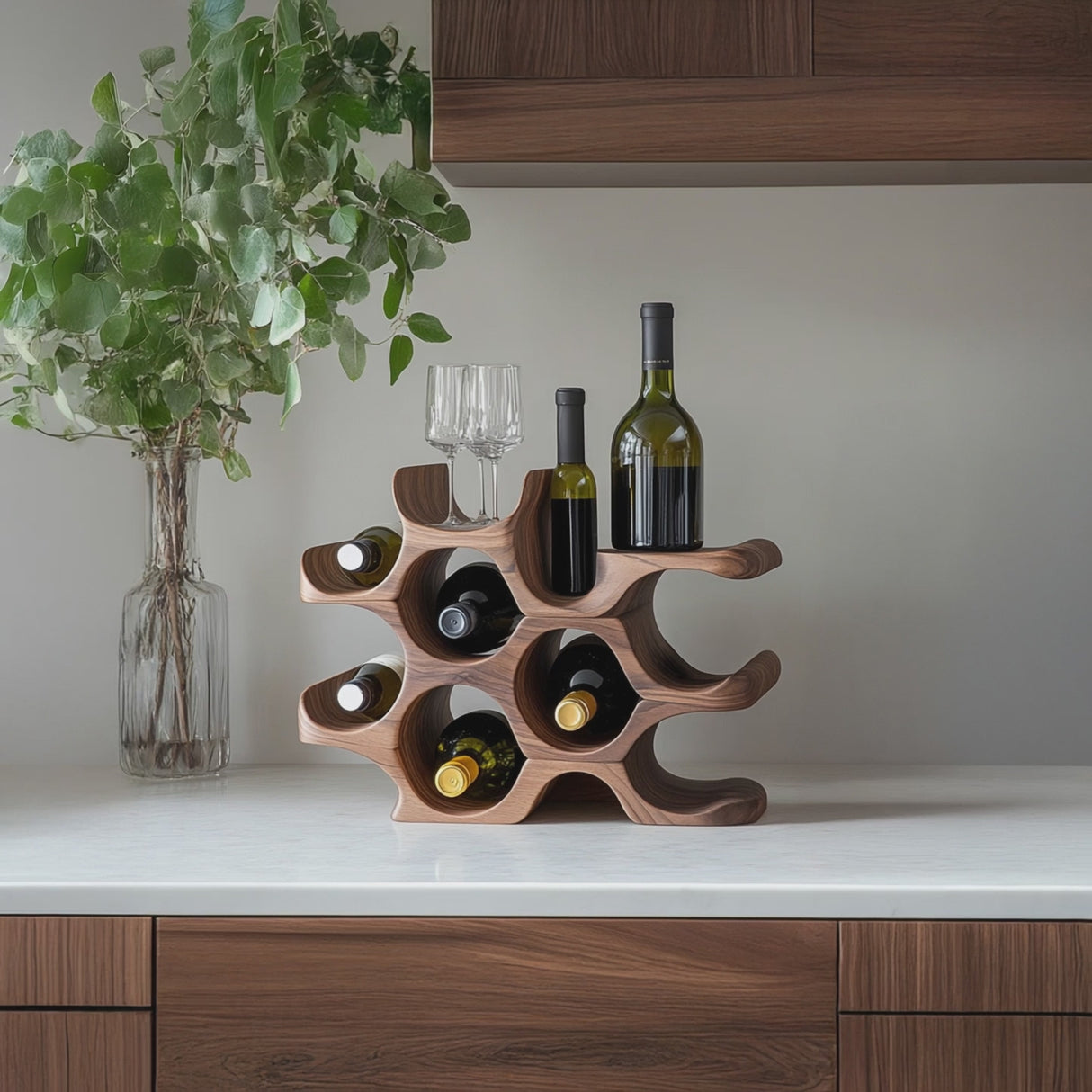 Rustic Wine Holder For Kitchen Shelf Country Look