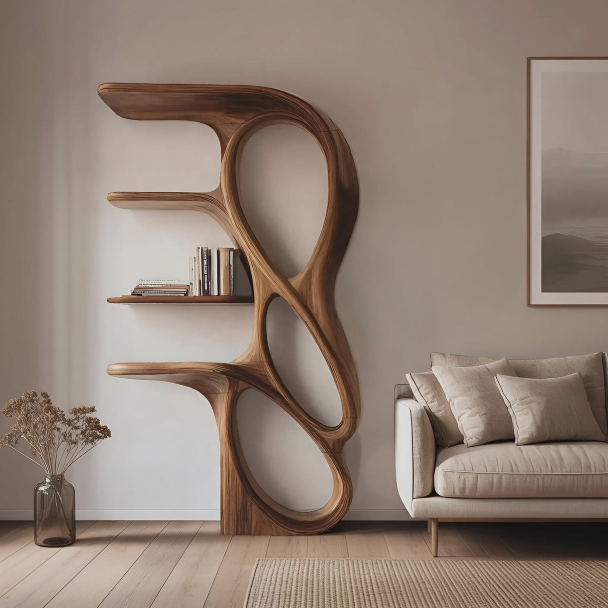 Contemporary Art Bookshelf For Living Room Decor