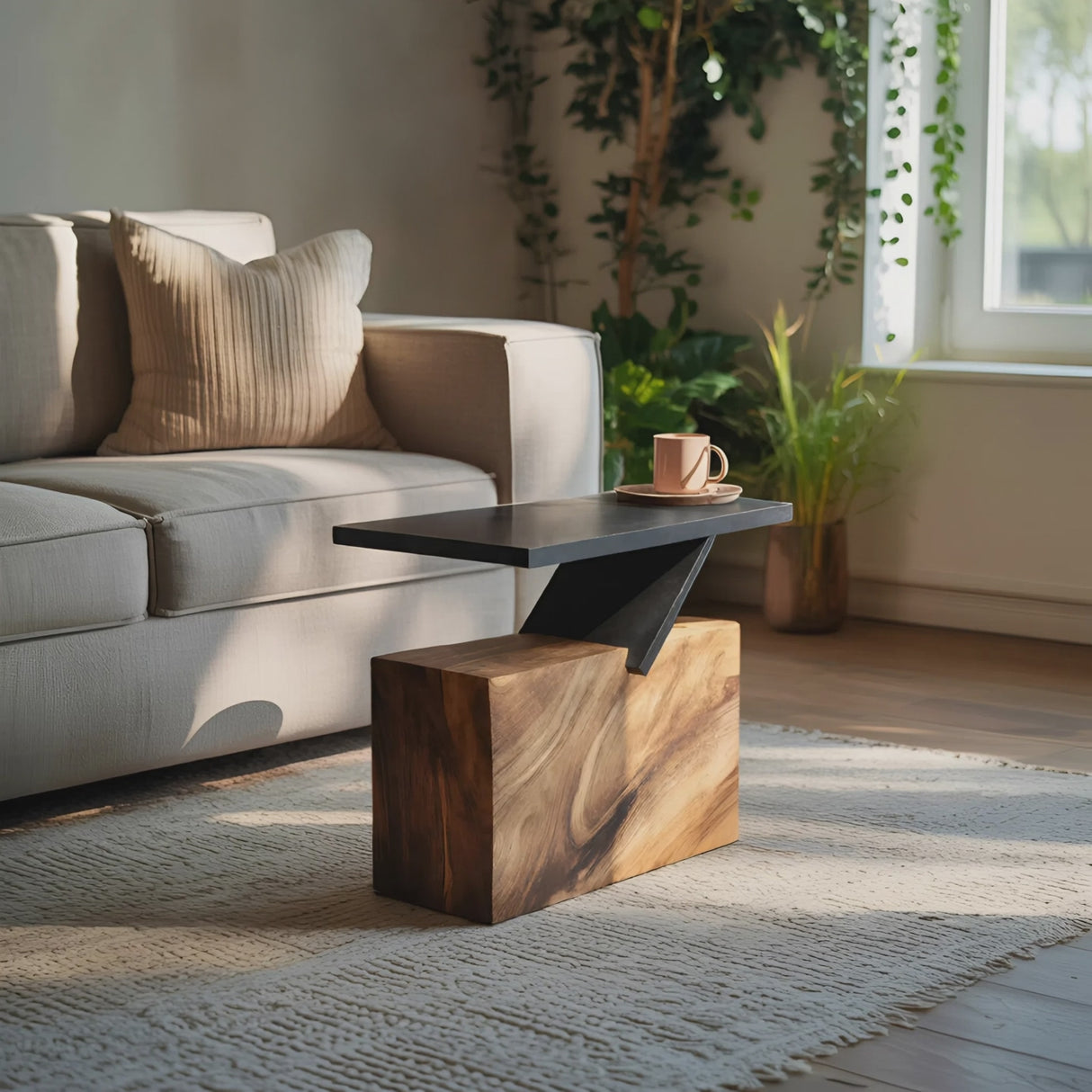 Mid Century Wooden Side Table For Living Room Accent Decor