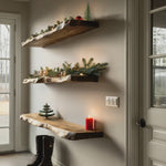 Mid Century Live Edge Floating Shelf For Holiday Bedroom Decoration
