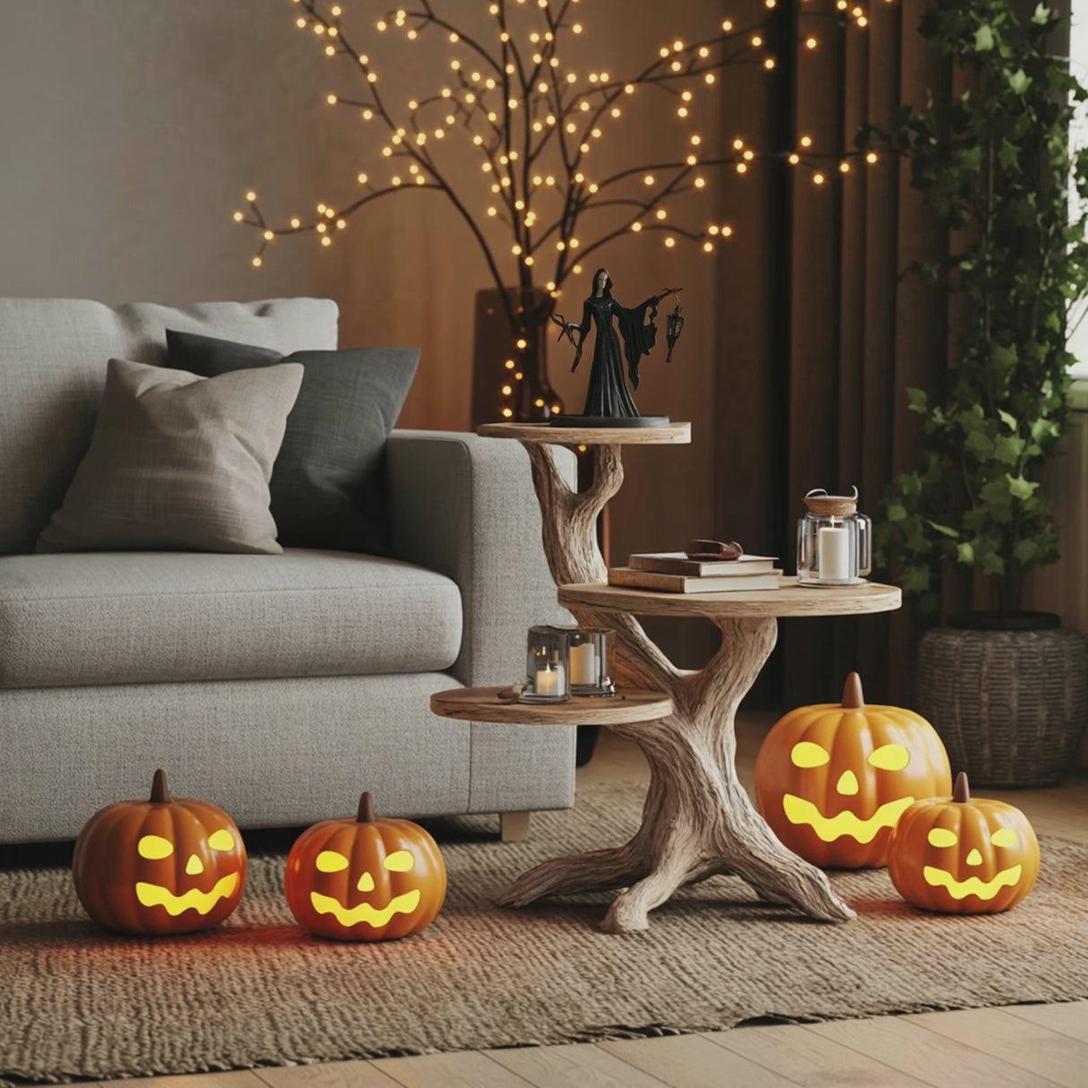 Mid Century Round End Table For Entryway Design Gothic Halloween Decor