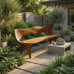 Handcrafted Curved Wood Bench For Outdoor Furniture Styling