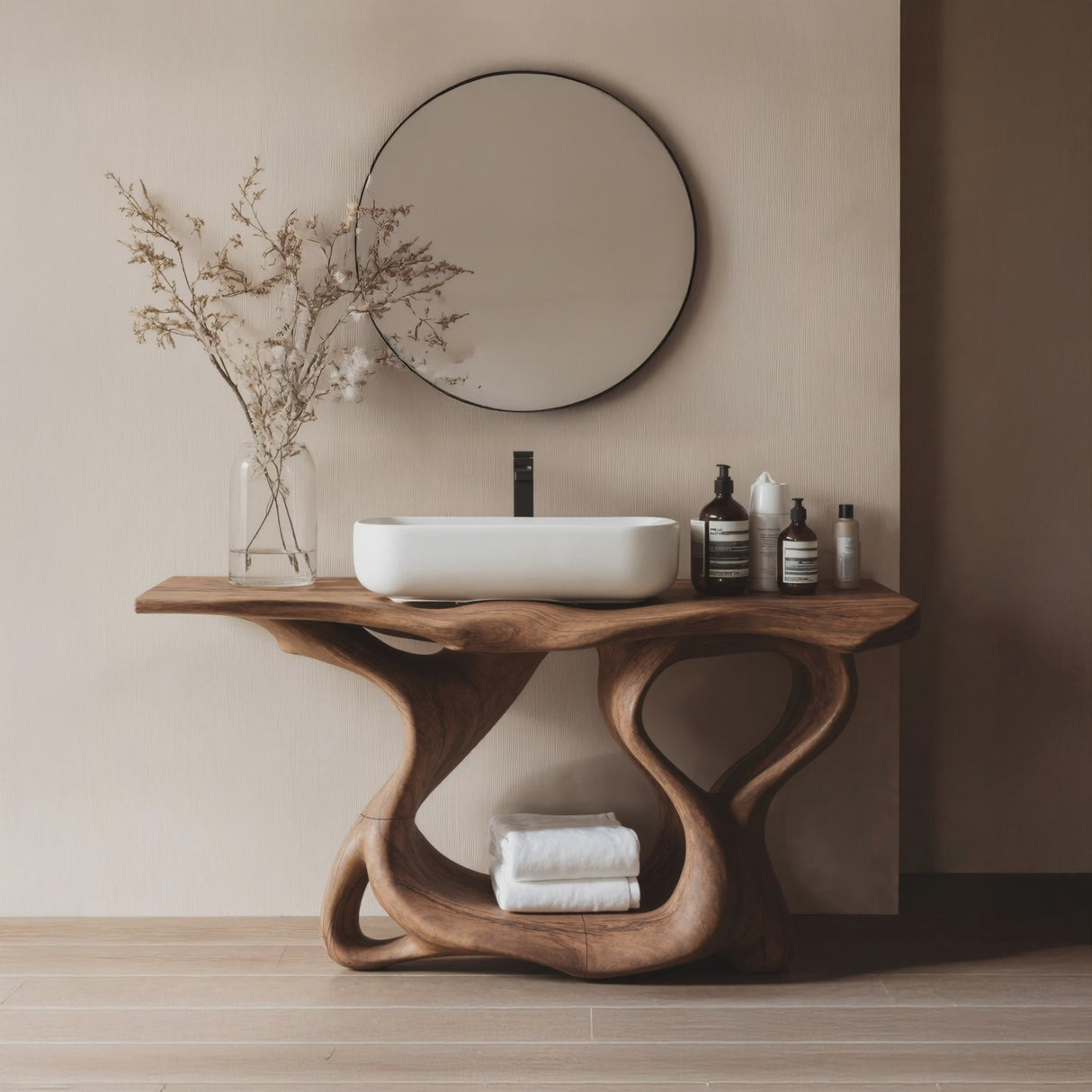 Rustic Solid Wood Vanity For Bathroom Furniture Decor