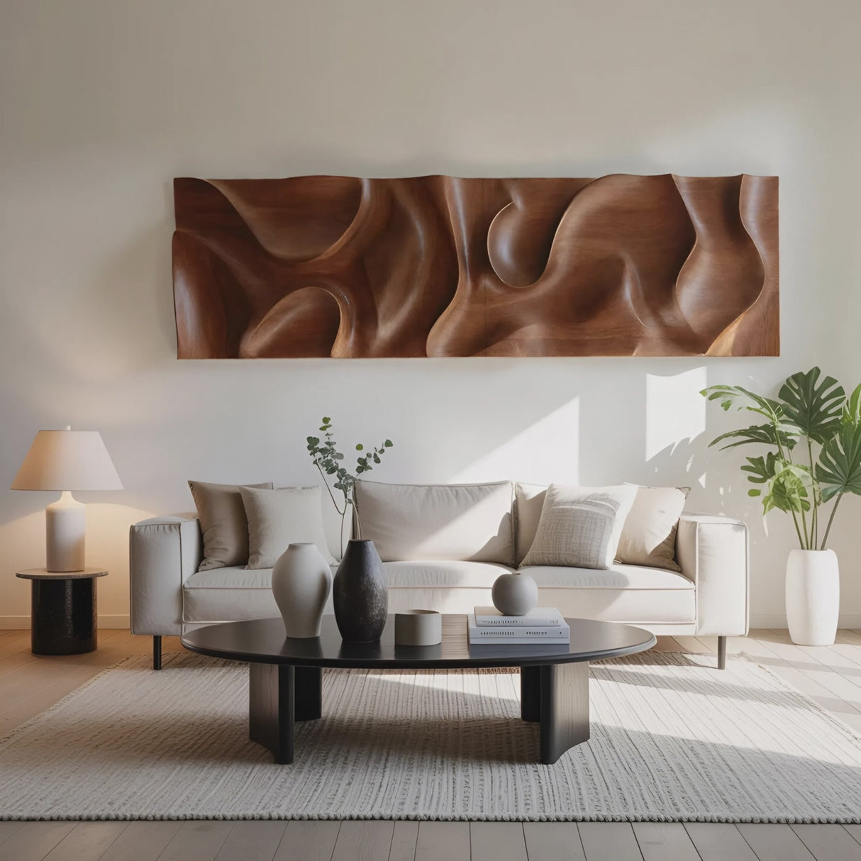 Minimalist Wall Art With 3D Carved For Living Room