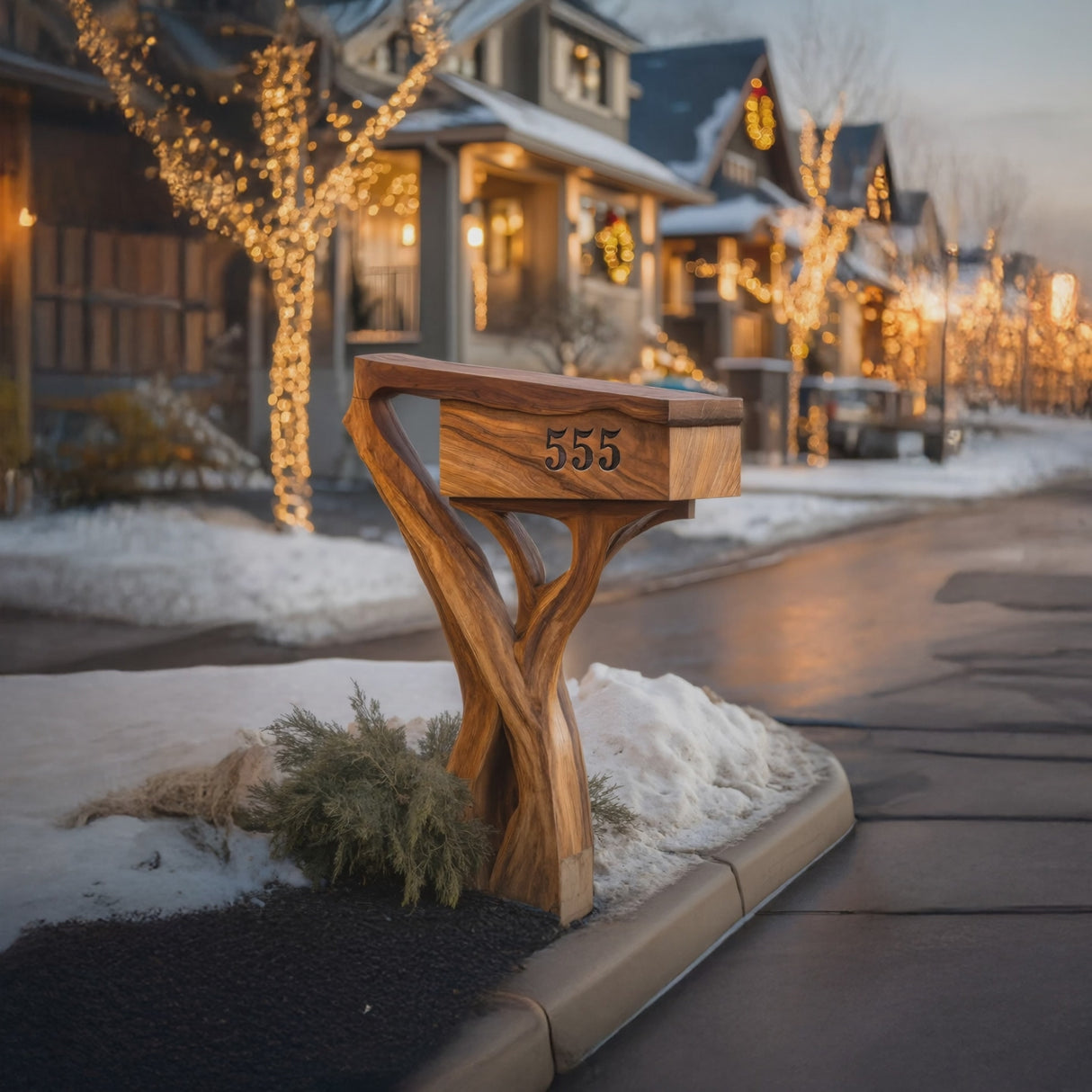 Farmhouse Wooden Sculpture Mailbox For Garden Patio Rustic Decor